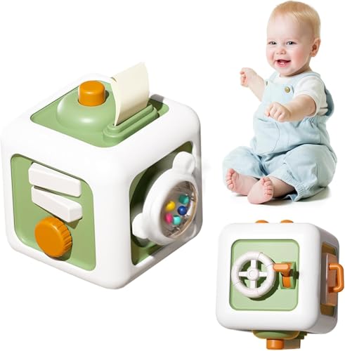 Montessori Aktivitäts-Würfel Sinnes-Spielzeug,Motorikwürfel Motorikspielzeug,Baby Spielzeug von 1–3,Baby Geschenk ab 12 18 Monate Junge und Mädchen,Familienreisen und Bildungslern-Spielzeug für Babys von lakigoes