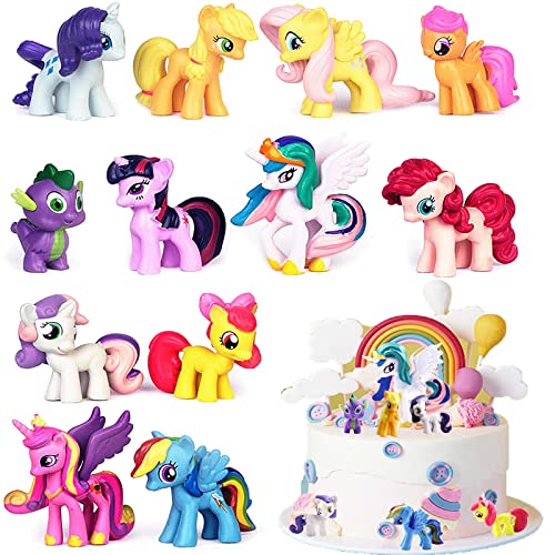 12 Stück Torten Dekoration Für Einhorn, Dekoration Cartoons Kuchen Topper, Mini Figuren Set Tortendeko, für Kinder Mädchen Happy Birthday Party Dekoration von lankai