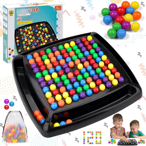 lankai Regenbogen Schachbrettspiel, Regenbogen Eliminierung Spiel, Regenbogenball Puzzle Schach, Regenbogen Puzzle Schach Kinder, Für Familienspiele(Mit Aufbewahrungstasche, 120 Bälle) von lankai