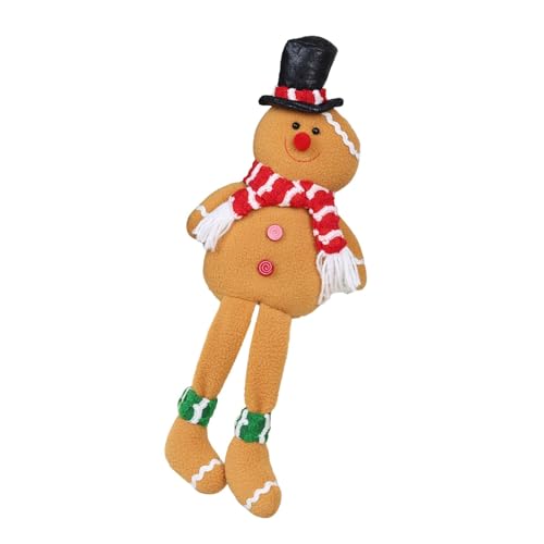 lanliflying Lebkuchenmann-Puppenfigur, niedliche sitzende Lebkuchenmann-Puppe – Fotografie-Requisiten, Innen- und Außenbereich, Weihnachtsdekoration für Kaminsims, Nachttisch von lanliflying