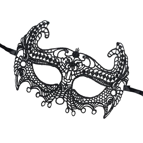 lanliflying Schwarze Maske, Kostüm, schwarze Spitze, Augenmaske, Festival-Dekoration, Zubehör, Tier-förmige Maskerade, Augenmaske für Cosplay von lanliflying