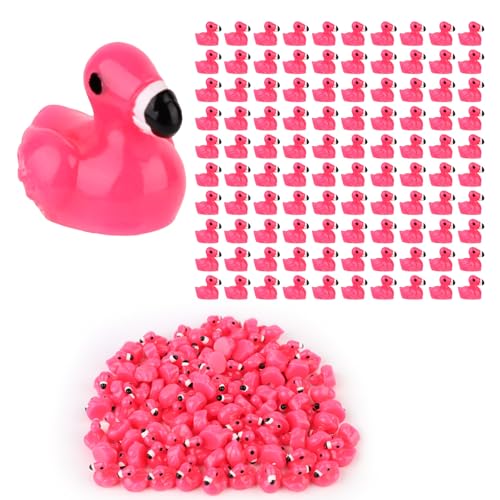 100stk Mini Flamingos, 1,5 x 1,3 x 1,3 cm Flamingo Mini Deko Spielzeug Flamingo Party Deko Kinder aus Rosa Kunstharz Kleine Miniatur Flamingo Ornament für DIY-Puppenhaus von lasuroa