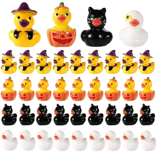 80stk Halloween Mini Enten aus Kunstharz, 4 Stile Winzige Halloween Enten Lustige Miniatur Enten aus Kunstharz für Halloween Partygeschenke Garten-Mikrolandschaften Schulbasteldekoration von lasuroa