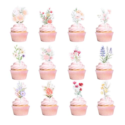lasuroa 12 Stück Wildblumen Geburtstagsparty Dekorationen, Mehrfarbige Blumen Cupcake Topper Party Dekoration für Mädchen und Frauen Geburtstag Babyparty lasuroa 12 Stück Wildblumen Geburtstagsparty Dekorationen, Mehrfarbige Blumen Cupcake Topper Party Dekoration für Mädchen und Frauen Geburtstag Babyparty von lasuroa