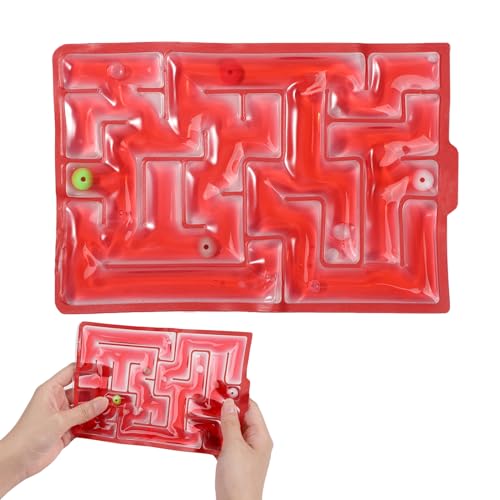 Gel Labyrinth, Sensorisches Spielzeug Fidget Marmor Labyrinth Gefüllt mit Flüssigkeit Taktiles Spielzeug Fidget Spielzeug Quetschspielzeug für Autistische Kinder (Rot) von lasuroa