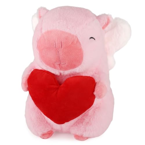 lasuroa Herz-Capybara-Plüschtier, Plüschtier zum Valentinstag Plüschtier zum Valentinstag Rosa Plüschtier Weiches Flauschiges Spielzeug Sensorisches Plüschspielzeug als Geschenk für Sie von lasuroa