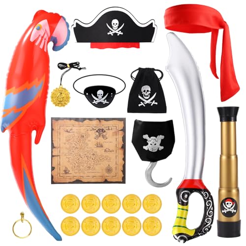 lasuroa Piratenkostüm Zubehör Set, 21stk Halloween Piraten Zubehör Piraten Requisiten Piratenkostüm Zubehör Piraten Zubehör Set für Halloween-Party-Kostümparty lasuroa Piratenkostüm Zubehör Set, 21stk Halloween Piraten Zubehör Piraten Requisiten Piratenkostüm Zubehör Piraten Zubehör Set für Halloween-Party-Kostümparty von lasuroa