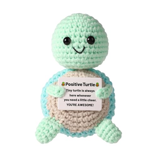 lasuroa Positive Schildkröte, Mini Strick Schildkröte Schildkröte Gehäkelt Positive Häkeltiere Strickpuppe Positiv Häkel Schildkröte als Motivationsgeschenk Partydekoration(Blau) von lasuroa