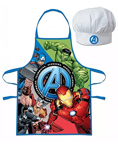 lau-fashion Avengers Kinder Superheld Kochschürze Jungen Kindergarten Iron Schule Backset von lau-fashion