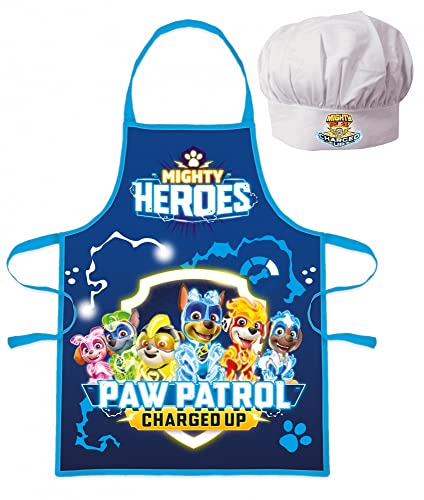 lau-fashion Paw Patrol Heroes Movie Kinder Kochschürze Jungen Blau Kindergarten Schule Kochset von lau-fashion