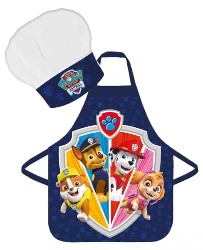 lau-fashion Paw Patrol Kinder Film Kochschürze Rainbow Malschürze Kindergarten Backset Motiv Paw Patrol Blau von lau-fashion