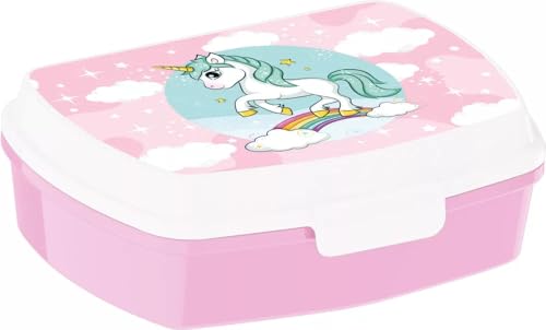 lau-fashion Unicorn Stor Brotdose Brotbüchse Sandwich Lunch Box Rosa Schule Kinder 16x12cm von lau-fashion