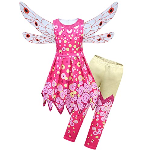 laughZuaia Baby Kleinkind Kinder Mädchen Yuko Kostüm Fee Kostüm Halloween Party Outfit mit Flügeln und Hosen (120, Rose 2) von laughZuaia