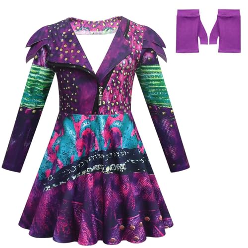 laughZuaia Kinder Mädchen Reißverschluss Kleid Handschuhe Set Prinzessin Rot Pink Blau Cosplay Kostüme (110, mal) von laughZuaia