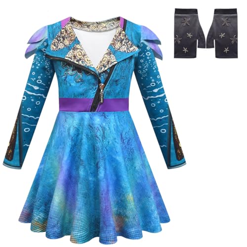 laughZuaia Kinder Mädchen Reißverschluss Kleid Handschuhe Set Prinzessin Rot Pink Blau Cosplay Kostüme (110, uma) von laughZuaia