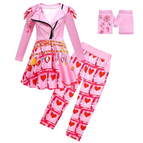 laughZuaia Kinder Mädchen Reißverschluss Kleid Hosen Set Prinzessin Rot Blau Pink Cosplay Kostüme (110, Pink) von laughZuaia