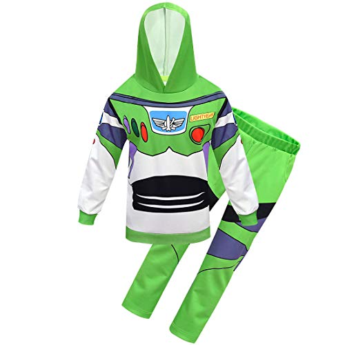 laughZuaia Kleine Jungen Mädchen 3D Buzz Astronaut Lightyear Hoodie + Hose Set Halloween Cosplay Kostüm Cartoon Party Rollenspiel (110, Buzz) von laughZuaia