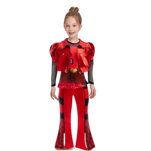 laughZuaia Lustiges Fancy Dressing Up Weste + Jacke + Hose Set Descendants 3 Mal Evie Klassisches Halloween Cosplay Kostüm für Erwachsene Kinder Geschenke （140, Prinzessin rot） von laughZuaia