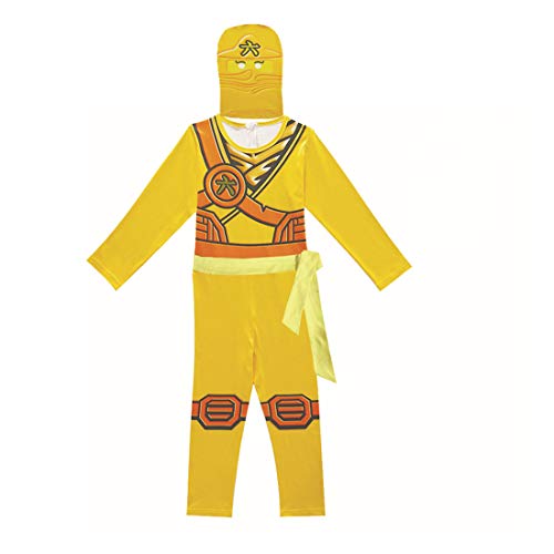 laughZuaia Ninja Krieger Kostüm für Jungen Kinder Halloween Cosplay Dress Up Party Outfit Kinderrollenspiele (120, Gelb) von laughZuaia