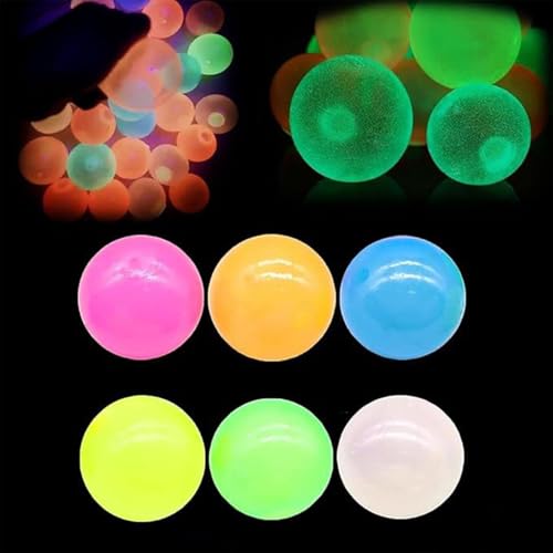 6 Stressball Klebriger Zielball,Magic Ceiling Globs,Glorbs-Quetschbälle,2025Neu Squishy Stressball,Klebrige Leuchtende Bälle,Glows In The Dark Sticky Ball,Im Dunkeln Leuchtende Klebebälle Squeeze Toy von laxreheye