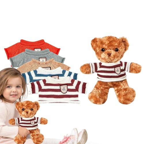 Plüschbär Mit Kleidung 12-Zoll, Baue Eine Bärenkleidung, Großer Süßer Plüschbär, Build A Bear Clothes, Dress Up Plüsch Bär Mit 5 Kleidungsstücken, Stofftier Kuscheltier Bär,Niedlichen Plüsch Bär von laxreheye