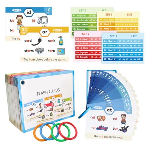 laxreheye Phonics-Lernkarten, Phonics-Lernkarten lesen Lernen | Lernkarten mit Buchstabentönen,Interaktives Vokabelkarten-Set, Wurzelphonics-Spiele, Sichtwörter für Kleinkinder, Kinder, Mädchen von laxreheye