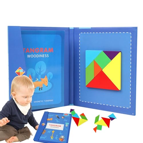 laxreheye Tangram Puzzlespiele aus Holz | Tangram-Puzzle mit geometrischen Formen magnetisch | tragbare Blöcke Jigsaw Book Puzzlespiele Stapelspiele Lernspielzeug für Mädchen laxreheye Tangram Puzzlespiele aus Holz | Tangram-Puzzle mit geometrischen Formen magnetisch | tragbare Blöcke Jigsaw Book Puzzlespiele Stapelspiele Lernspielzeug für Mädchen von laxreheye