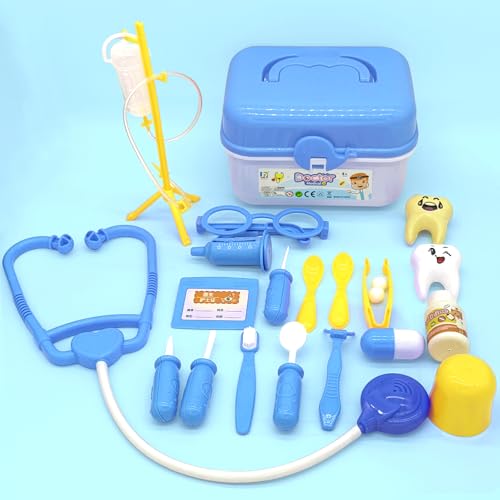 Arztkoffer für Kinder, Arzt Spielzeug Dentist Doktor Set, 35pcs Medizinisches Medizinisches Spielzeug, Rollenspiel Spielzeug für Kinder, für Kinder ab DREI Jahren (Blau) von lcvtos