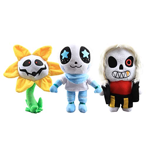 Undertale Plüsch Puppen Undyne Flowey Plüschtier Stofftier Alphys Asrie Ghost Alien Sans Kuscheltier Spielzeug (Alien Sans & Flowey & New Sans) von lefeng