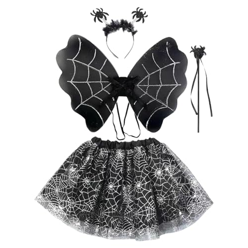 lencyotool Kinder Halloween Kleidung Requisiten,Halloween Teufel Fledermaus Kostüm,Kinder-Anziehset - Dark Angel Kostüm Cosplay Outfits mit Teufelszubehör für Weihnachten, Ostern von lencyotool