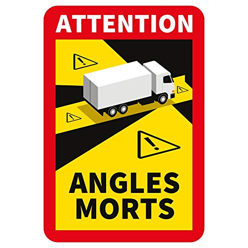 lepni.me 1 Stück LKW Toter Winkel Aufkleber Frankreich | Extra Starke Haftung und UV Schutz | Attention Angles Morts Sticker | Winkel Warntafel Fahrzeugaufkleber (1PCS LKW) von lepni.me