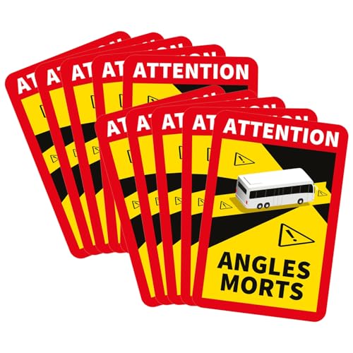 lepni.me 10 Stück Bus Toter Winkel Aufkleber Frankreich | Extra Starke Haftung und UV Schutz | Attention Angles Morts Sticker | Winkel Warntafel Fahrzeugaufkleber (10PCS BUS) von lepni.me