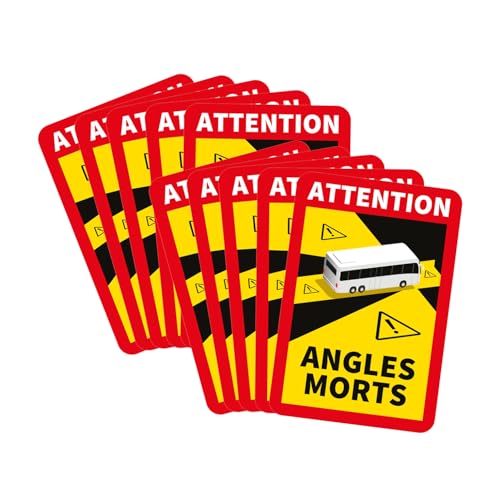 lepni.me 12 Stück Bus Toter Winkel Aufkleber Frankreich | Extra Starke Haftung und UV Schutz | Attention Angles Morts Sticker | Winkel Warntafel Fahrzeugaufkleber (12PCS BUS) von lepni.me