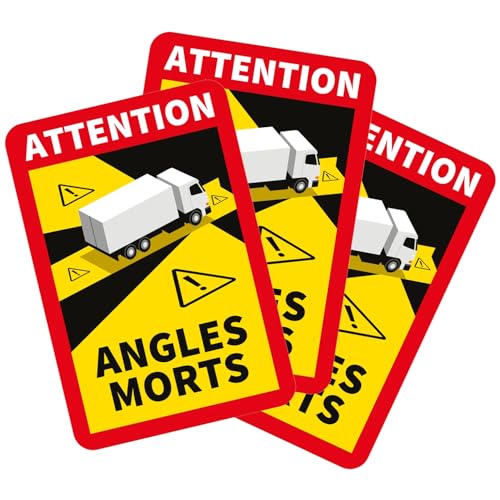 lepni.me 3 Stück LKW Toter Winkel Aufkleber Frankreich | Extra Starke Haftung und UV Schutz | Attention Angles Morts Sticker | Winkel Warntafel Fahrzeugaufkleber (3PCS LKW) von lepni.me