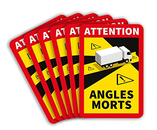 lepni.me 6 Stück LKW Toter Winkel Aufkleber Frankreich | Extra Starke Haftung und UV Schutz | Attention Angles Morts Sticker | Winkel Warntafel Fahrzeugaufkleber (6PCS LKW) von lepni.me