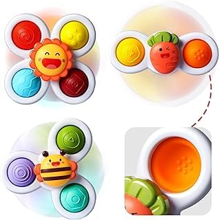 lerrbo 3PCS Pop Saugnapf Spinner Spielzeug für 1 Jahr alt Junge Mädchen|Neuartige Spinning Tops Kleinkind Spielzeug Alter 1-2|Sensory Baby Badespielzeug für Kleinkinder 1-3|6 12 18 Monate Junge von lerrbo