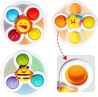 lerrbo 3 PCS Pop Saugnapf Spinner Spielzeug für 1 Jahr alt Junge Mädchen|Neuartige Spinning Tops Kleinkind Spielzeug Alter 1-2|Sensory Baby Badespielzeug für Kleinkinder 1-3|6 12 18 Monate Junge von lerrbo