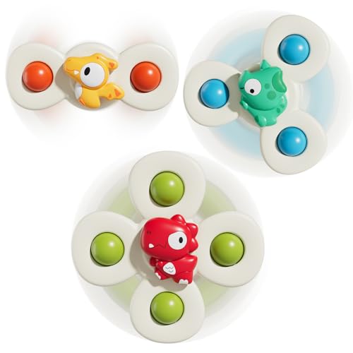 lerrbo 3 PCS Saugnapf Spinner Spielzeug für 1 Jahr Alten Jungen Mädchen|Spinning Top Baby Spielzeug 12 18 Monate|1 2 Jahre Alten Jungen Geburtstag Geschenk von lerrbo