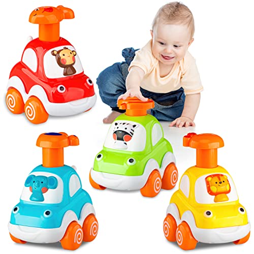 lerrbo 4 PCS Tier Auto Spielzeug mit Traktor für Kleinkinder Alter 1-2|Baby Spielzeug 12-18 Monate|1. Geburtstag Geschenke für 1 Jahr alt von lerrbo