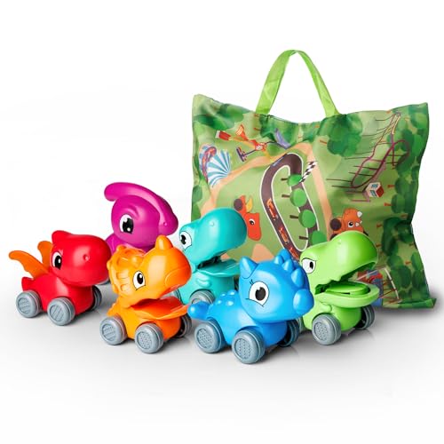 lerrbo 6 voitures dinosaures Avec Carte|Bolsa de Almacenaje|Juguetes de Bebé para Niño de 1 Años|Regalo de Cumpleaños de Niño de 1 Años para Regalos de Primer Cumpleaños para Niños von lerrbo