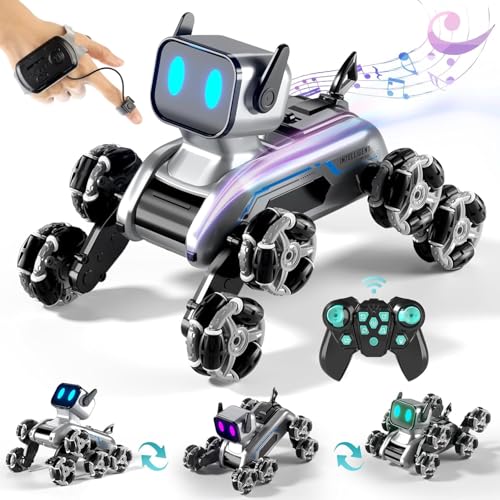 lerrbo Fernbedienung Roboter Jungen Spielzeug 6-8, 8WD Geste Sensing Stunt Rc Roboter Hund für Kind Jungen 8-12, RC Auto Roboter Spielzeug für Jungen 5-7, Jungen Weihnachten Geburtstag Geschenke 8-12 von lerrbo