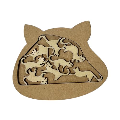 lerwliop Langlebiges Katzen Holzpuzzle, Geschenk für Katzenliebhaber und Feiertage. Fördern Sie Ihre logischen Fähigkeiten. Sehr anspruchsvolles Holzpuzzle, Typ+4 von lerwliop