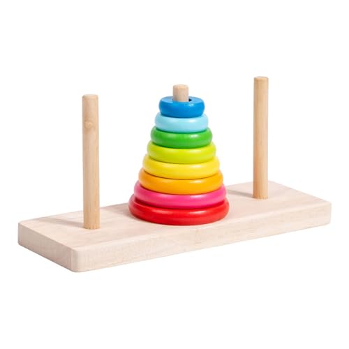 lerwliop Regenbogenturm Bausteine für die Bildung von Vorschulkindern, Kinder können das Grundkonzept der Farben aus Holz und Spielzeug zum Geistestraining erlernen, 8 Farbschichten von lerwliop