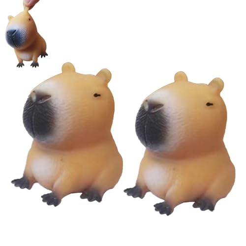 2 Stück Capybara Anti Stress Spielzeug | 6/8 cm Capibara Stressball | Schnell Federndes Capybara Squishy Fidget Toys zum Stressabbau | Cartoon Tier Anti Stress Bälle für Kinder und Erwachsene von leryveo