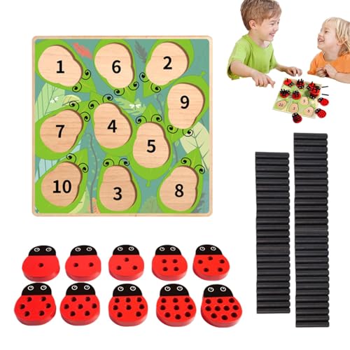 Leryveo Lernspielzeug für Kinder, digitales Aufklärungs-Stabpuzzle - Holz-Marienkäfer-Matching-Spielset,Vorschul-Aufklärungs-Lernaktivitäten-Spielset für Kinder, Mädchen, Kleinkinder von leryveo