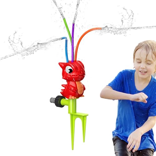 Leryveo Sprinkler für Kinder zum Spielen im Freien,Kinder Sprinkler für draußen, Dinosaurier-Wassersprühsprinkler mit Rotation, Kindersprinkler, Sprinklerspielzeug für Gartenspiele, Sommerspielzeug von leryveo