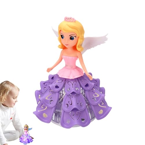 leryveo Prinzessin Spin Robot Spielzeug, Prinzessin Musical Dancing Angel Doll,Elektrisches tanzendes Spin-Prinzessin-Roboterspielzeug - LED-Musikspielzeug mit dynamischer Bewegung für Weihnachten, von leryveo