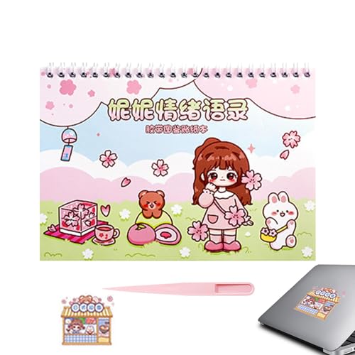 leryveo Prinzessinnen-Aktivitäts- und Stickerbuch, niedliche Cartoon-Aufkleber - Prinzessin Scrapbook-Flaschenaufkleber | Scrapbook-Cartoon-Aufkleber-Set für Handyhülle, Laptop, Scrapbook, Wandkunst von leryveo