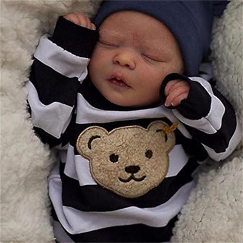 Reborn Puppen aus Silikon, 18 Zoll, realistisch, geschlossene Augen, niedlich, neugeboren, Spielzeug, Geschenk, Silikonpuppe, für Kinder, Schlaf, Jungen, weiches Silikon-Vinyl des Babys von letaofang