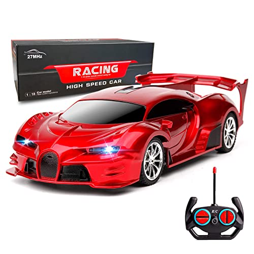 Ferngesteuertes Auto 1/18 Hochgeschwindigkeits Spielzeug für Jungen Mädchen ab 3 4 5 6 7 8 9 Jahre RC Car mit Scheinwerfer Weihnachten Geburtstags Geschenke für Kinder (Rot) von lewinner